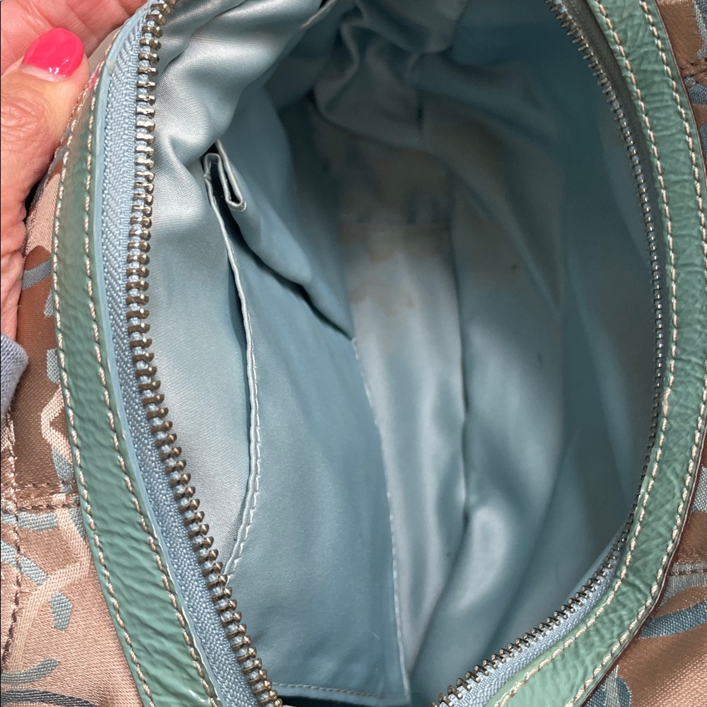 Coach Beige and Teal Shoulder Bag - Picture 6 of 7